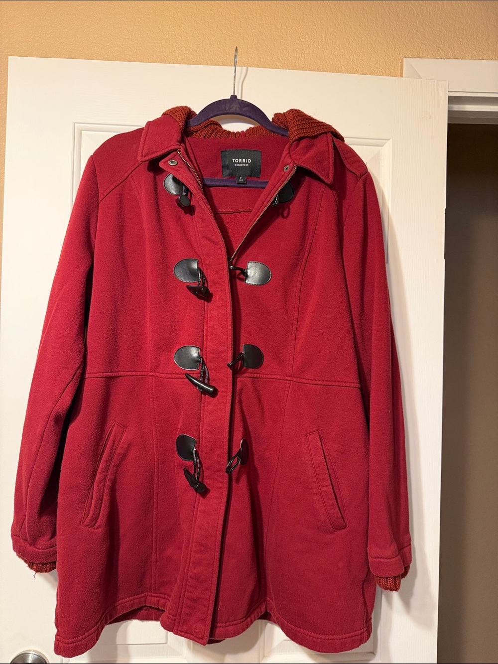 torrid Red Toggle Pea Coat with Hood
